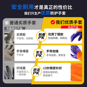 Guantes de Trabajo de Goma Xingyu N598, Totalmente Texturizados, Antideslizantes, Duraderos, Transpirables, Guantes de Seguridad Industriales, Talla M - Product Image 3