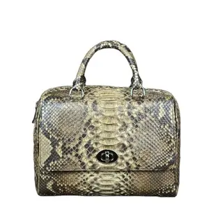 Bolsa de mão feminina de couro de cobra personalizada, bolsa de mão feminina de couro exótico, bolsa feminina de marca por atacado