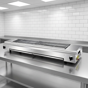 Barbecue électrique commercial sans fumée en acier inoxydable, à poser sur comptoir, prêt à l'emploi pour griller poulet, poisson, viande et brochettes - Product Image 1