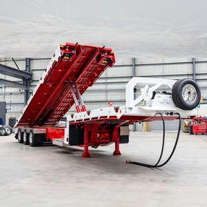 Semi-<span class=keywords><strong>remorque</strong></span> à plateau surbaissé 3 <span class=keywords><strong>essieux</strong></span> 60 tonnes avec rampe <span class=keywords><strong>hydraulique</strong></span> pour machines de construction - Product Image 2