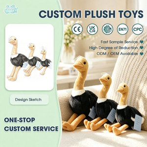Ensemble de jouets en peluche d'autruche personnalisés, animaux en peluche réalistes, jouets doux et câlins, OEM ODM, mascotte personnalisée, vente directe d'usine - Product Image 1