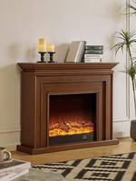 Cheminée électrique au fini crème avec flamme de bois simulée, style nordique, meuble décoratif pour salon et entrée