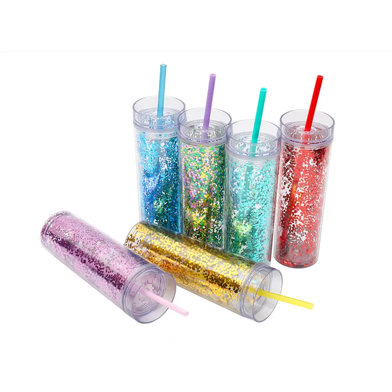 Vente en gros de gobelets à neige en plastique 16OZ gobelets en plastique avec couvercles et pailles