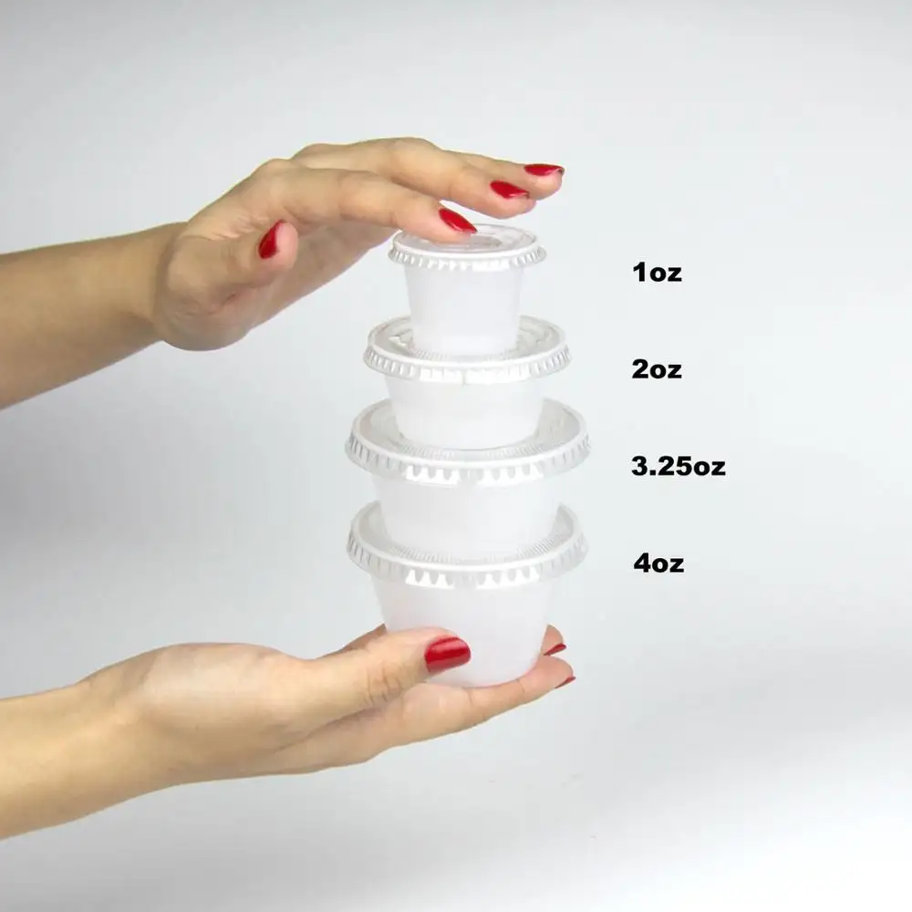 120ML/4OZ BPA 무료 플라스틱 부분 컵 투명 뚜껑 일회용 젤로 샷 소스 조미료 수플레 드레싱 미니 컨테이너