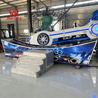 Manège Électrique Voiture Volante Lune, Simulateur de Conduite sur Piste Courbe, Machine à Balançoire pour Parcs et Centres Commerciaux, Idéal pour la Location Commerciale