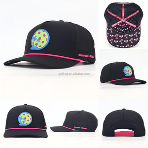 OEM Club Company Customized 5 Panel Baseball Cap Unisex <b>Waterproof</b> Premium Hydro Breathable Rope Golf <b>Hats</b> with Rubber PVC Logo - Product Image 2