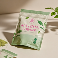 Bolsa plana personalizada a prueba de humedad a prueba de sol con tres sellos laterales y cremallera para polvo de Matcha orgánico, bolsa de Mylar en polvo instantáneo