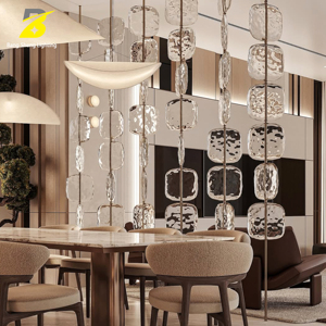 Cloison de luxe moderne, lampe suspendue créative en verre à effet <span class=keywords><strong>d</strong></span>'ondulation pour la <span class=keywords><strong>d</strong></span>écoration intérieure, hôtel, <span class=keywords><strong>salle</strong></span> <span class=keywords><strong>d</strong></span>'exposition - Product Image 6