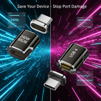Konektor Magnetik N52 Fungsi Penuh USB C Male ke Type C Female Adapter 80Gbps 240W Flash Laptop TV HD Konverter Transfer Data