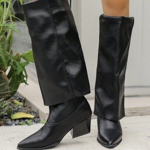<span class=keywords><strong>Botas</strong></span> Largas de Tacón <span class=keywords><strong>Grueso</strong></span> y Punta Puntiaguda Estilo Europeo y Americano, Primavera 2026, Nueva Moda Popular en Internet para Mujer - Product Image 1