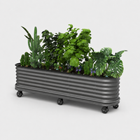 Grands bacs à plantes surélevés en métal pour l'extérieur, avec roues, conteneurs mobiles pour la plantation, kits de culture de légumes pour balcon et jardin domestique