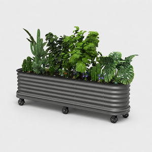 Grands bacs à plantes surélevés en métal pour l'extérieur, avec roues, conteneurs mobiles pour la plantation, kits de culture de légumes pour balcon et jardin domestique - Product Image 2