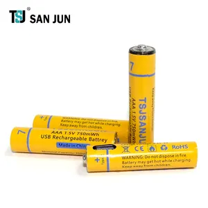 Lâu dài 1.5V 750mAh AAA Kích thước Lithium Li-ion có thể sạc lại pin với USB Charger cho xe nâng xe Golf công cụ điện