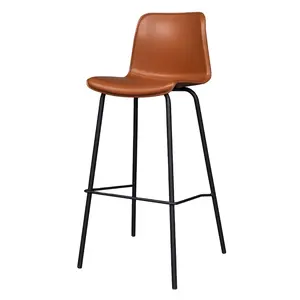 Braunes Leder Bar Counter Hocker Chaise Home Modern Minimalist Casual Cafe Möbel Metall High Bar Stühle für Steht isch