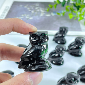 Gufo in Ossidiana Nera Naturale <span class=keywords><strong>di</strong></span> Alta Qualità, <span class=keywords><strong>Pietra</strong></span> Curativa Intagliata per Decorazione - Product Image 3