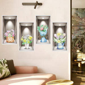 สติกเกอร์ศิลปะติดผนังจำลอง<span class=keywords><strong>3D</strong></span> สามมิติต้นไม้สีเขียวดอกไม้ตกแต่งบ้าน Pegatinas de pared <span class=keywords><strong>Anime</strong></span> วอลเปเปอร์ - Product Image 2