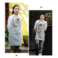 Vente en gros de bavoirs ajustables en denim pour barbecue, chefs, barmans, boulangers, tabliers horticoles avec poches pour chefs