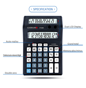 <span class=keywords><strong>Calculatrice</strong></span> de <span class=keywords><strong>bureau</strong></span> CITIPLUS à double écran, grande taille, couleur noire, pour le <span class=keywords><strong>bureau</strong></span> et les supermarchés, alimentée par piles, article de papeterie - Product Image 6