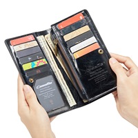 Tas casing ponsel kapasitas besar kulit dan Suede, dompet kapasitas besar ritsleting terintegrasi Universal dengan tombol logam