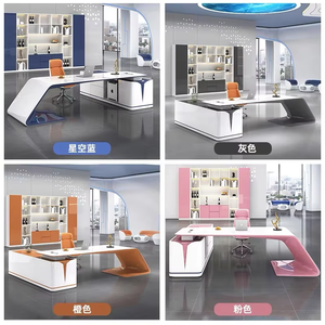 Muebles de Oficina Modernos y Lujosos para Jefes, Escritorio Ejecutivo de Madera Personalizado con Acabado Blanco Brillante, Mesa para Computadora para Directores - Product Image 5