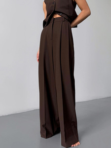 Chic <strong>Women's</strong> Pants High-waist Loose-fit <strong>Wide</strong> <strong>Leg</strong> <strong>Trousers</strong> 2025 Ladies Y2K Pants Boyfriend Style Casual Straight Baggy Suit Pants - Product Image 4