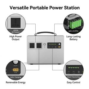 Station d'alimentation portable 1200W D1200 1280Wh, générateur solaire à charge rapide, intelligent, pour la maison hors réseau et la sauvegarde - Product Image 2