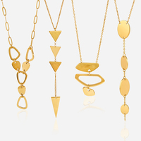 Collier en Y J&D en métal massif, géométrique triangulaire, en acier inoxydable plaqué or 18 carats PVD, classique, cadeau pour femme