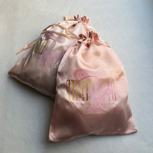 Custom Light Pink Satin <b>Drawstring</b> <b>Bags</b> Cotton Grocery <b>Bags</b> - Luxury Silk Satin Dust <b>Bags</b> for Bedding & Pillows - Product Image 6