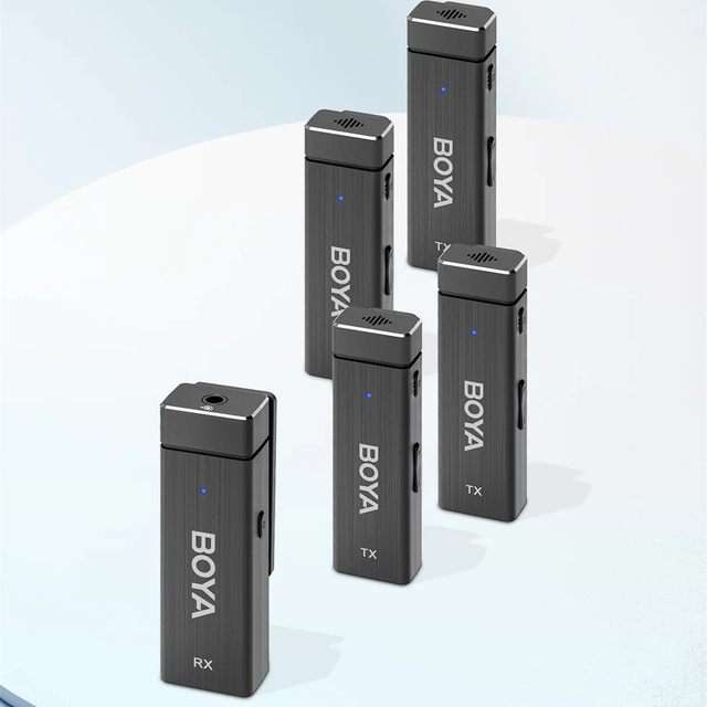 BOYA Four Channel Wireless Mic BY-W4 for Multi People Recording Interview and Vlogs with Smartphone Cameras