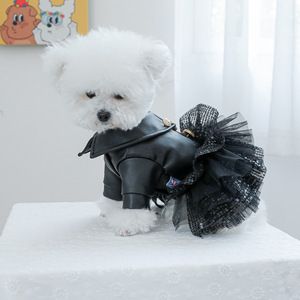 Nueva Colección de Ropa de Diseño para Perros y Gatos Otoño Invierno, Chaqueta de Cuero Elegante con Lentejuelas y Falda de Cuero Pequeña, Venta al Por Mayor - Product Image 2