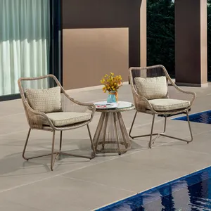 Veranda Pe Rattan sandalye açık rahat mobilya oturma Modern Bistro sandalyeler