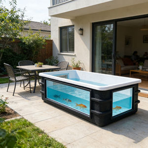 Bassin d'élevage de poissons Koi en fibre de verre FRP sur mesure, grande taille, pour extérieur, aquaculture, ferme piscicole, vente en gros - Product Image 2