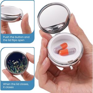 กล่องยา & PS โลหะขนาดเล็กออกแบบได้เองตัวจัดระเบียบน่ารักสำหรับวิตามินยาน้ำมันปลาและอาหารเสริมมีดีไซน์ดอกไม้ - Product Image 4