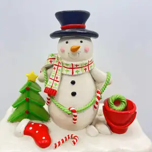 حامل جوارب بتصميم ظريف مخصص على شكل شخصية snowman مصنوع من الراتنج