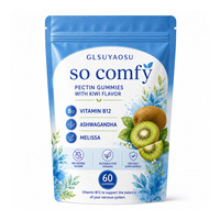 Gummies OEM ODM Ashwagandha ultra-confortables, saveur Melissa Kiwi, sans sucre, véganes, pour le soulagement du stress et le soutien apaisant, enrichies en Vitamine B12