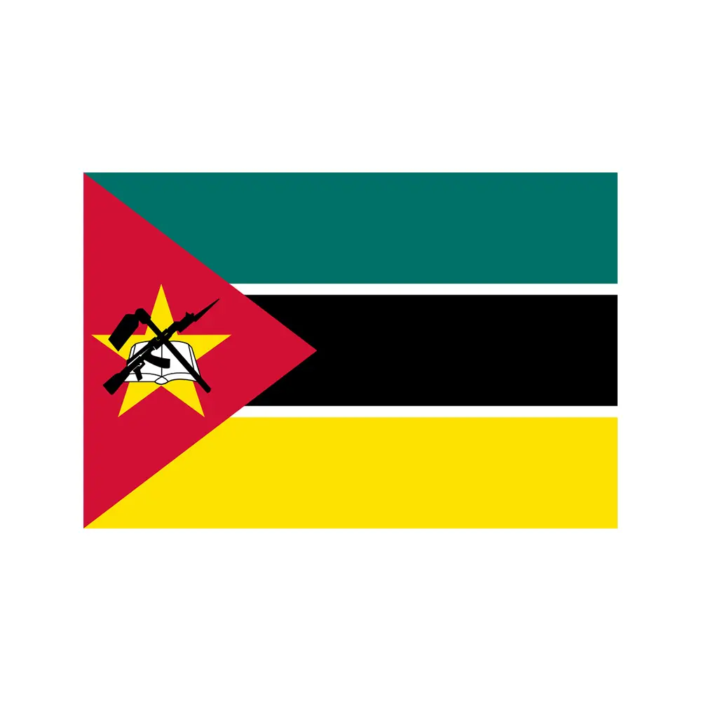 Flagnshow de gama alta impreso 3x5 pies Mozambique nacional volando Bandera de Mozambique 100% poliéster 90x150cm