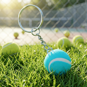 Comfortable Soft Tennis Ball Fluffy Metal Keychain Plush Pendant Sports <b>Backpack</b> Decoration Toy for Women Plush Key Chain Gift - Product Image 1