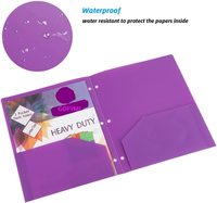 Carpeta perforadora de 3 agujeros de plástico impermeable personalizada, ranura para tarjeta de visita de PVC para Carpeta de documentos de papel de tamaño carta con dos bolsillos