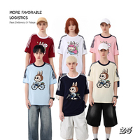 T-shirt à manches courtes imprimé Labubu de haute qualité 300gsm 100% coton pour hommes et femmes