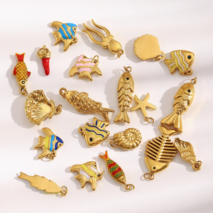 Ciondoli Fashion Dreamshow per Creazione di Gioielli Pendenti a Forma di Animale Marino Ciondoli Smaltati Placcati in Oro in Acciaio Inossidabile Accessori per Gioielleria - Product Image 1