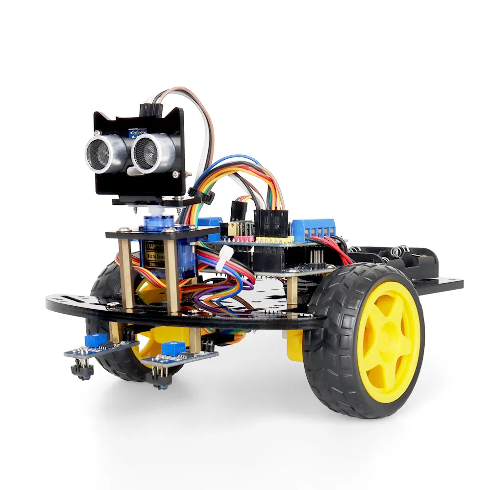 Factory 328 2WD Smart Robot Car Ultrasonic Obstacle Avoidance C/C++ Robotics Kit Education Robot School Children Starter Kit