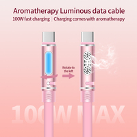 Kabel pengisi daya ponsel silikon, USB C ke C 100W fungsional pengisian cepat lampu warna-warni dan Aromaterapi bercahaya untuk iphone 16 Pro