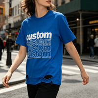 T-shirt à manches courtes pour homme personnalisé avec impression de lettres, col rond, streetwear décontracté, t-shirts délavés