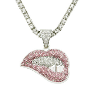 Collares con Colgante de Labios y Dientes Rosados Personalizados para Hombres, Estilo Dominante, Genial y Exagerado, Joyería de Moda - Product Image 6