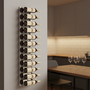 Estante para vino montado en la pared de hierro blanco, capacidad para 24 botellas, estilo industrial resistente al óxido, para uso en el hogar y bar - Product Image 2