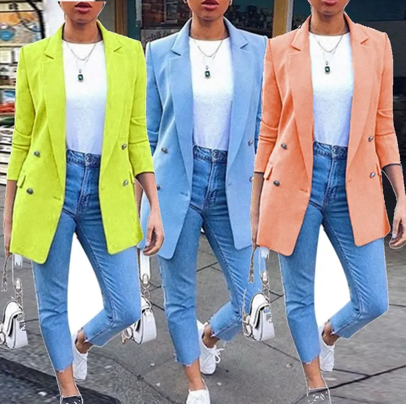 Y207196 blazer women jacket Autumn Fashion Office Lady Solid Color Blazer Long Sleeve Suit Jacket 5XL Women Clothing