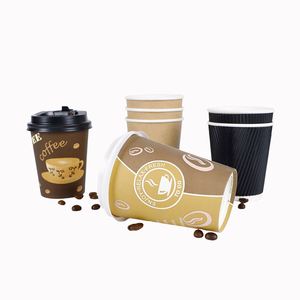 Vasos de Papel Desechables Ecológicos para Café con Impresión Personalizada y Tapas - Product Image 5