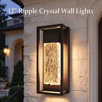 Applique Murale LED Décorative Encadrée Effet Vague d'Eau en Verre 12W 5CCT Réglable pour Projets d'Éclairage Extérieur d'Escaliers et de Couloirs