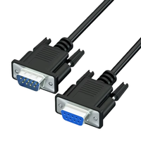 Cable Serial DB9 Negro de 1.5m/3m al por Mayor, Cable de Extensión Convertidor Serial RS232 de 9 Pines Macho a Hembra para PC