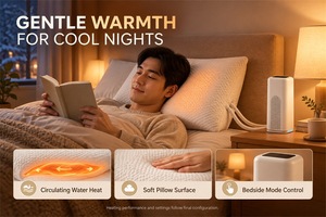 Oreiller chauffant doux et matelassé pour lit, avec circulation d'eau chaude et contrôle de la température au chevet pour les nuits fraîches - Product Image 2
